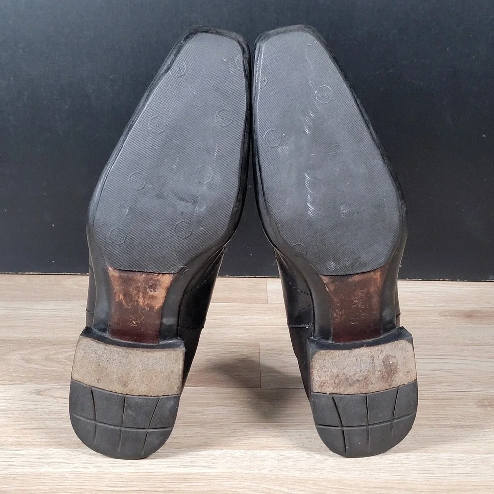 Mezlan Flynn Boots Shoes Mens Size 9 Black Leather Chelsea Ankle Square Toe Shoe